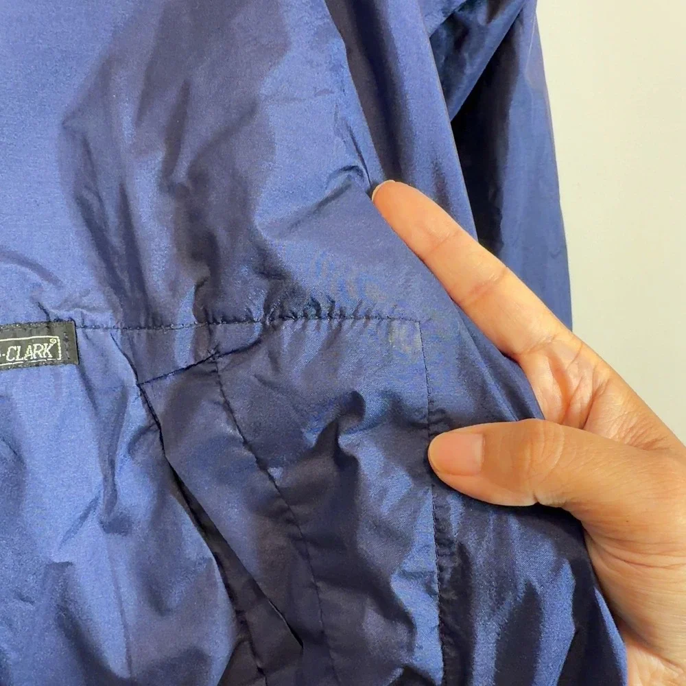 Howard Clark Gore-Tex Jacket Navy Blue Striped Lining SZ Medium Mens Windbreaker